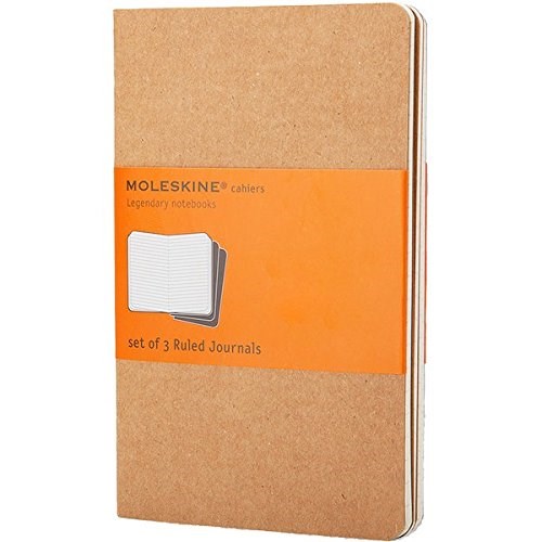 Ens. 3 Carnets carton pages lignées Poche kraft 64p