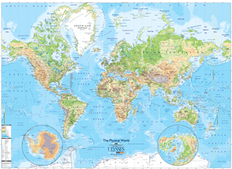Carte du monde en relief - COLLECTIF