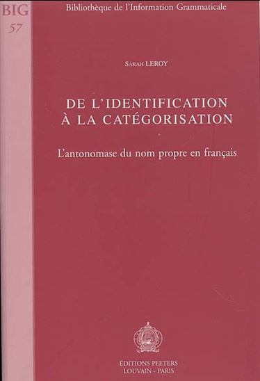 De l&#39;identification à la catégorisation - SARAH LEROY
