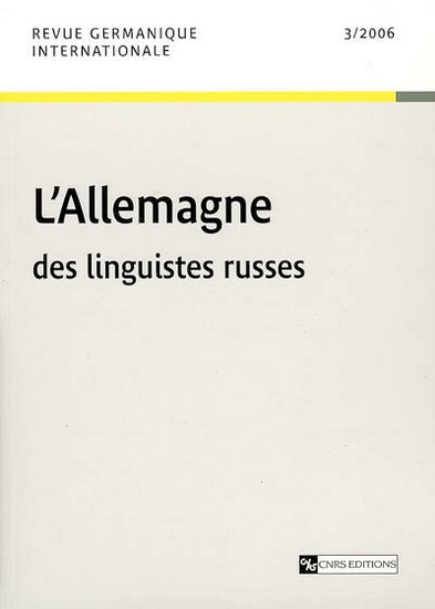 L&#39;Allemagne des linguistes russes - COLLECTIF