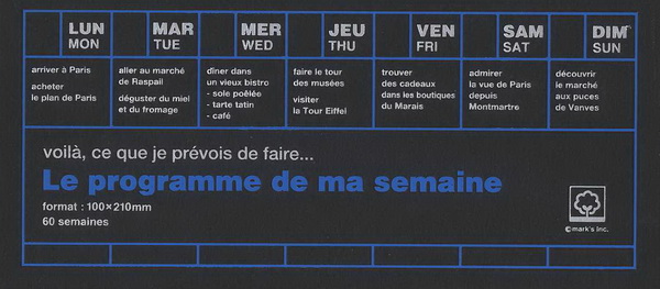 Agenda perpétuel Programme...semaine noir - X