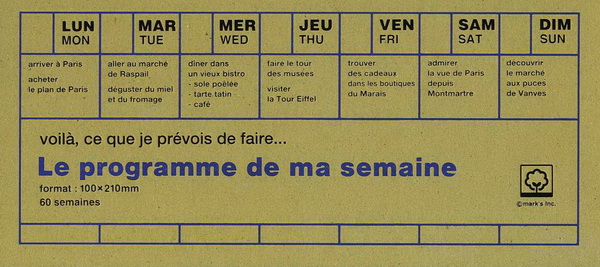 Agenda perpétuel Programme...semaine jaune - 