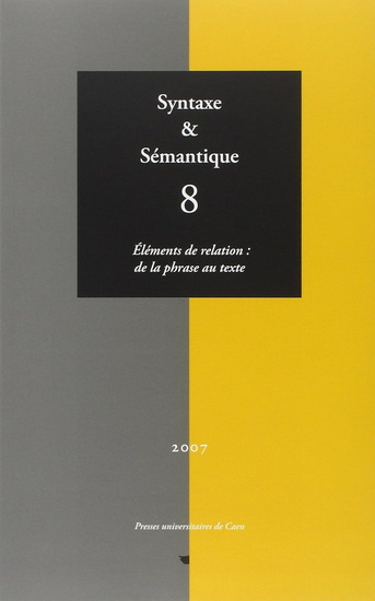 Syntaxe et sémantique, n° 8 - COLLECTIF