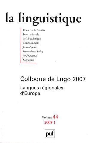 La Linguistique , n° 1(2008) - COLLECTIF
