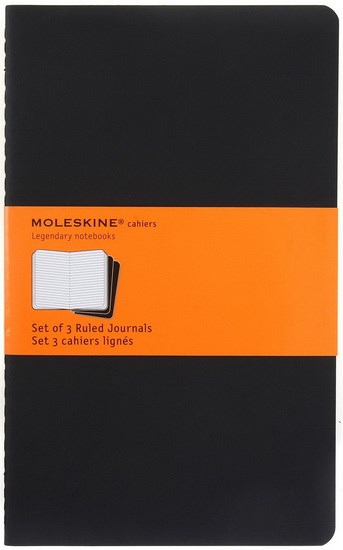Ens. 3 Cahiers carton pages lignées Large Noir 80p