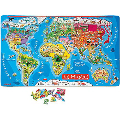 puzzle carte du monde magnetique janod
