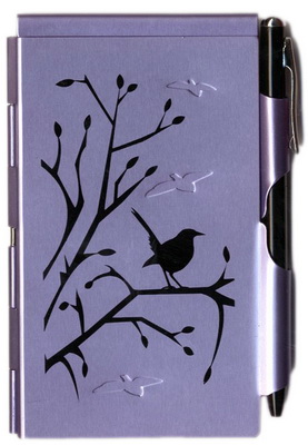 Calepin métal mauve oiseau - 