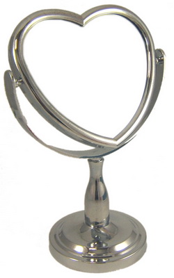 Miroir sur pied Coeur chromé - 